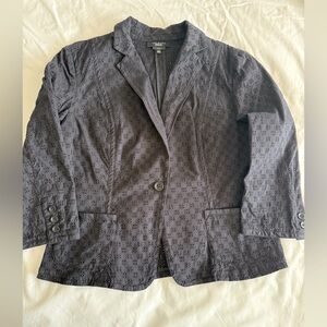 Talbots Jacket Black Eyelet Lace Blazer Long Sleeve Career Casual Women’s Sz 14